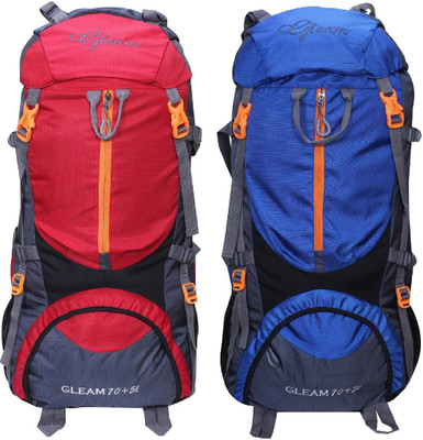 

Gleam 0109 Climate Proof Mountain Trekking / Campaign / Backpack 75 ltr Red & Royal Blue with Rain Cover set of 2 Rucksack - 75 L(Multicolor)