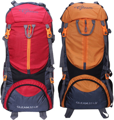 

Gleam 0109 Climate Proof Mountain Trekking / Campaign / Backpack 75 ltr Red & Orange with Rain Cover set of 2 Rucksack - 75 L(Multicolor)