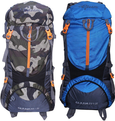 

Gleam 0109 Climate Proof Mountain Trekking / Campaign / Backpack 75 ltr Camouflage & Sky Blue with Rain Cover set of 2 Rucksack - 75 L(Multicolor)