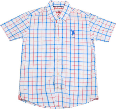 

US Polo Kids Boys Checkered Casual White Shirt