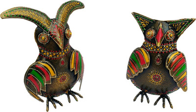 

Sancheti Art Set of 2 devil owl Decorative Showpiece - 16 cm(Iron, Gold)