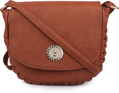 

SKMARTS Women Casual Brown Genuine Leather Sling Bag