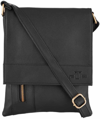 

FLIP Men & Women Casual Black Leatherette Sling Bag
