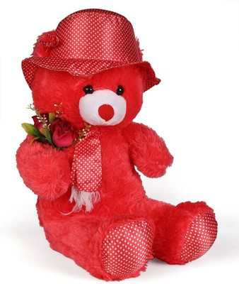 

NB PHOENIX Cute red Teddy with a Rose Love Boy Girl Friend Gift 70cm,free Mufler - 70 cm(Red)