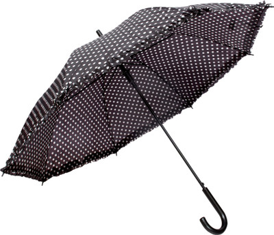 

HOU-DY Black and White Polka Dots Frilled Umbrella(Black, White)