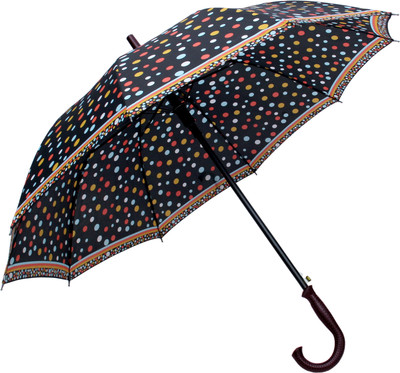 

HOU-DY Black Trendy Polka Dot Pongee Umbrella(Black)