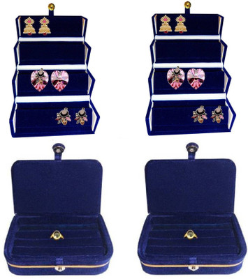 

Addyz combo of 2 Earring and 2 Ring Box Jewellery Vanity Box(Navy Blue)