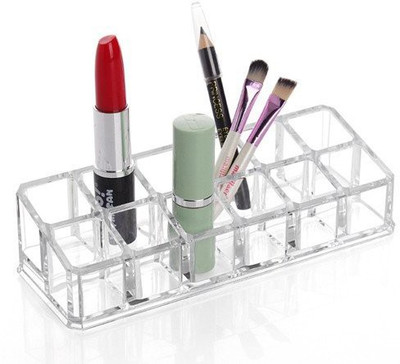 

Kaanchi House Acrylic Curved Cosmetic Organizer 12 Section for Precious Metal Storage Case Makeup, Jewellery, Multi Purpose Vanity Box(Transparent)