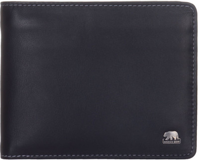 

BROWN BEAR Men Black Genuine Leather Wallet(9 Card Slots), Black - red