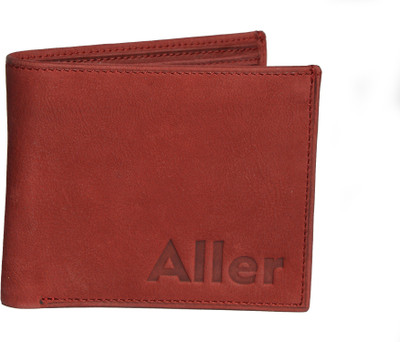 

aller Men Red Genuine Leather Wallet(6 Card Slots)