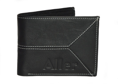 

aller Men Black Genuine Leather Wallet(6 Card Slots)