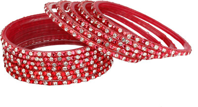 Somil Glass Crystal Bangle Set(Pack of 12)