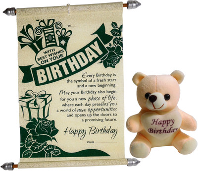 

Siddhi Gifts Gift For Girls - Happy Birthday Scroll Card With Happy Birthday Teddy(Set of 2)