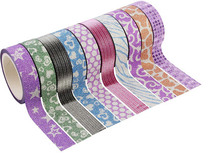

Galaxy Single Sided Manual Glitter Tape (Manual)(Set of 10, Colourful)