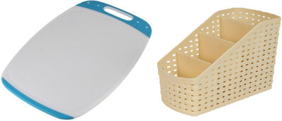 

CSM Combo of 1 Chopping Board and 1 Four Compartment Desk Organizer Plastic Cutting Board(Multicolor Pack of 2)