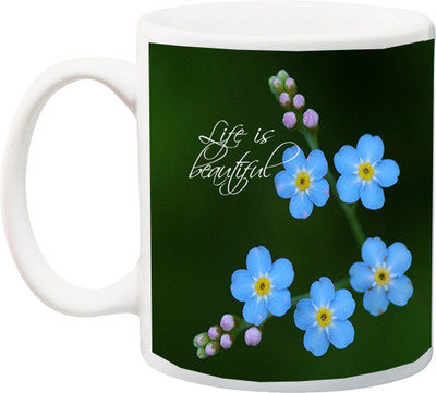 

ME&YOU Gift for Husband/Wife/Girlfriend/Boyfriend/Lover;"Life Is Beatiful Rose Blue 3D printed Ceramic Mug(325 ml), Multicolor