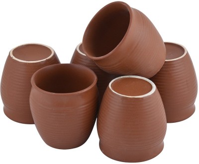 StyleMyWay Handcrafted Brown Matte Finish Kullad Ceramic Coffee Mug(150 ml, Pack of 6)