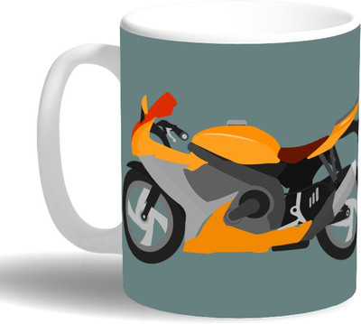 PRINT OPERA Bike Ceramic Mug(330 ml), Multicolor