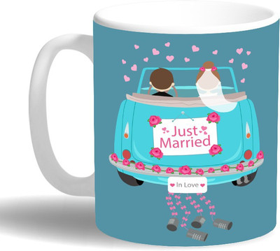 

PRINT OPERA Just Married Ceramic Mug(330 ml), Multicolor