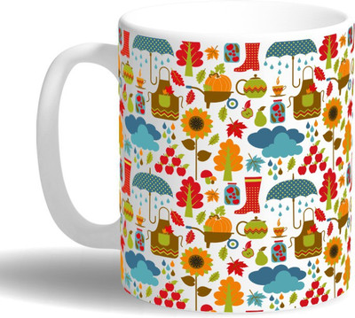 

PRINT OPERA Raining Ceramic Mug(330 ml), Multicolor