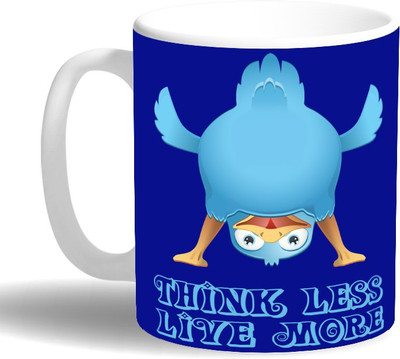 

PRINT OPERA Think Less Live More Ceramic Mug(330 ml), Multicolor