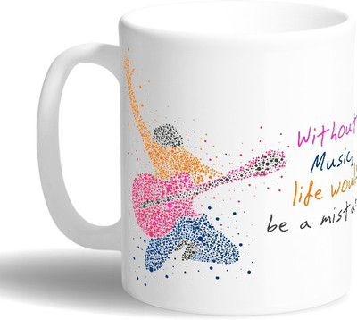 

PRINT OPERA Life Without Music Ceramic Mug(330 ml), Multicolor