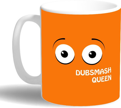 

PRINT OPERA Dubsmash Queen Ceramic Mug(330 ml), Multicolor