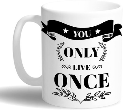 

PRINT OPERA Live Once Ceramic Mug(330 ml), Multicolor