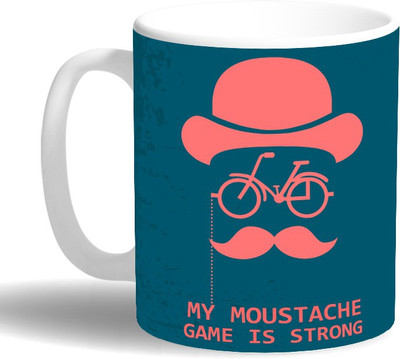 

PRINT OPERA Moustaches Ceramic Mug(330 ml), Multicolor