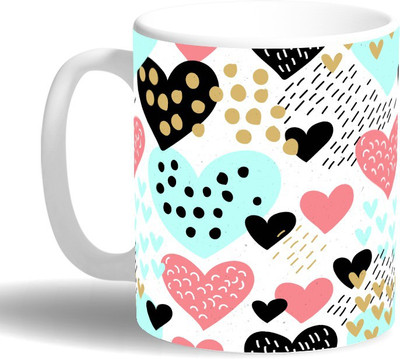 

PRINT OPERA Hearts Design Ceramic Mug(330 ml), Multicolor