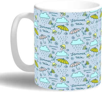 PRINT OPERA Summer Rain Ceramic Mug(330 ml), Multicolor