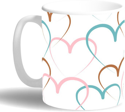

PRINT OPERA Hearts Ceramic Mug(330 ml), Multicolor