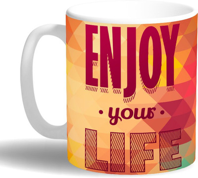 

PRINT OPERA Enjoy Your Life Ceramic Mug(330 ml), Multicolor