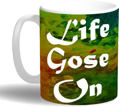 

PRINT OPERA Life Goes On Ceramic Mug(330 ml), Multicolor