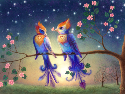 

pool love birds poster Paper Print(12 inch X 18 inch)