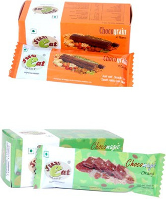 

Just eat Snack on the go... Chocograin Elaichi and Chocomagic Orange(Each Pack of 4 Bar) Energy Bars(8 No, elaichi, orange)