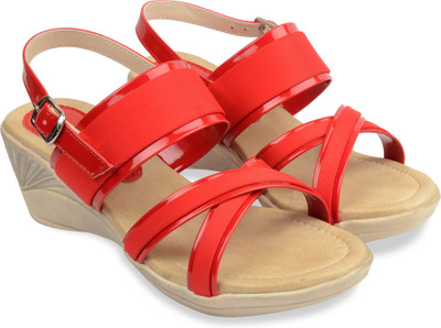 

Bare Soles Women red Wedges