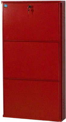 Delite Kom 20 Inches wide Three Door Powder Coated Wall Mounted Metallic Brick Red Metal Shoe Rack(Red, 3 Shelves) available at flipkart for Rs.3999