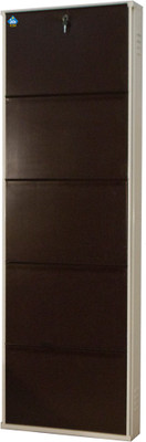 

Delite Kom 20 Inches wide Five Door Powder Coated Wall Mounted Metallic Ivory Coffee Metal Shoe Rack(Brown, 5 Shelves)