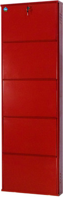 

Delite Kom 20 Inches wide Five Door Powder Coated Wall Mounted Metallic Brick Red Metal Shoe Rack(Red, 5 Shelves)