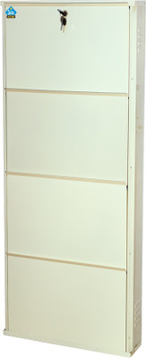 

Delite Kom 20 Inches wide Four Door Powder Coated Wall Mounted Metallic Ivory Metal Shoe Rack(White, 4 Shelves)