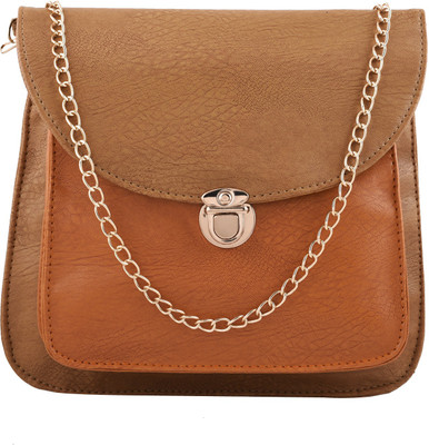 

Fristo Women Casual Tan, Brown PU Sling Bag, Brown;tan
