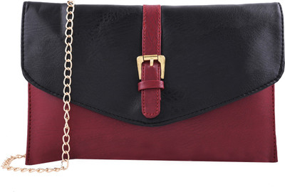 

Fristo Women Casual Maroon, Black PU Sling Bag, Black;maroon