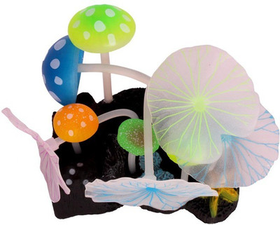 

Jainsons Pet Products Jainsons Glowing Mushroom With Lotus leaf Artificial Silicon Ornament Decoration MR4LL5 Aquarium Plant Anchor({Plant Anchors1)