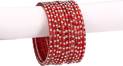 Somil Glass Crystal Bangle Set(Pack of 12)