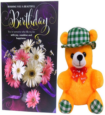 

Saugat Traders Teddy With Birthday Greeting Card(Set of 2)