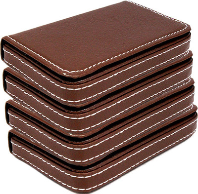 

Stealodeal |Pack of 4|Brown Light Weighted Leather 20 Card Holder(Set of 4, Brown)