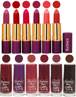 

Rythmx Lipstick and Nail Polish Combo Pack of 12(Set of 12)