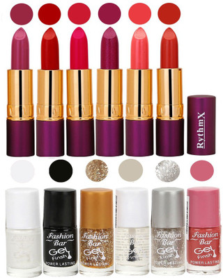 

Rythmx Lipstick and Nail Polish Combo Pack of 12(Set of 12)