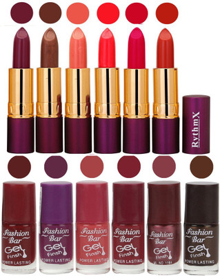 

Rythmx Lipstick and Nail Polish Combo Pack of 12(Set of 12)